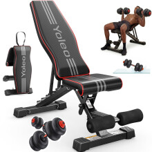 YOLEO Weight Bench Set with 5 in 1 Dumbbell Sets, Foldable Adjustable Workout Bench up to 375KG, Multi-Function Fitness Bench for Home Gym, Incline D