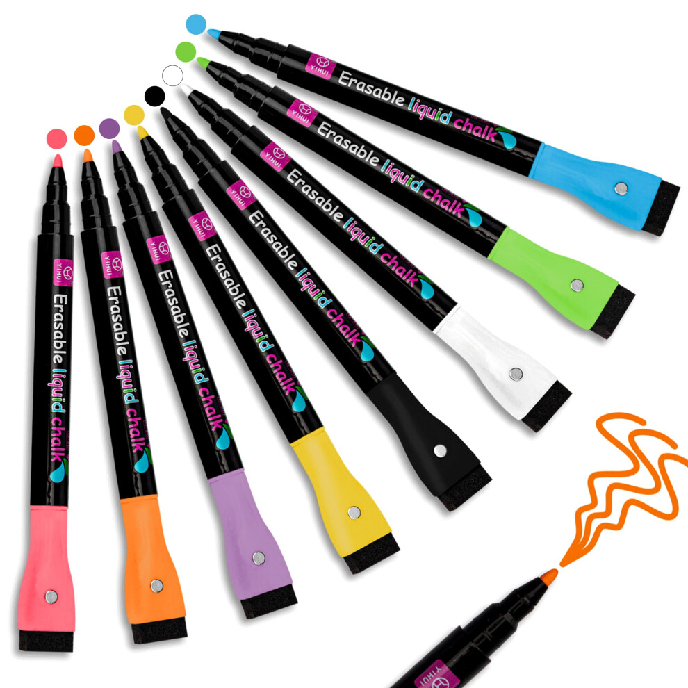Photos - Felt Tip Pen YUNAI Liquid Chalk Pens for Blackboards Magnetic, 8PCS Chalk Markers Wipeable for Chalkboard and Glass, Dry Erase Fine Tip N