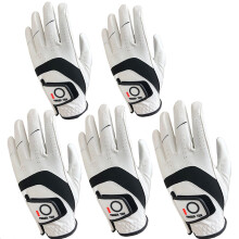 FINGER TEN Golf Gloves Men Left Hand Cabretta Leather Multipack All Weather Soft Value 5 Pcs, Golf Gloves Mens for Right Handed Golfer Rain Grip Comf