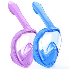 Kids Snorkel Mask Full Face, Snorkeling Gear for Kids 3-14 with Camera Mount, 180 Degree Panoramic View Snorkeling Set Anti-Fog Anti-Leak (Blue+Purpl