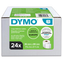 DYMO Authentic LabelWriter Large Address Labels | 36mm x 89mm | 24 Rolls of 260 Easy-Peel Labels (6240 labels) | Self-Adhesive | for LabelWriter Labe
