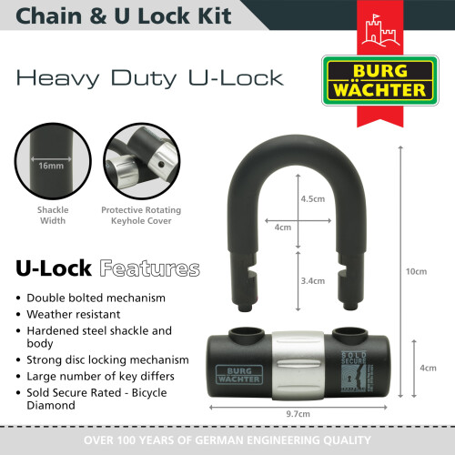 Burg-Wachter 3M Sold Secure Gold Security U Lock Kit Black 2