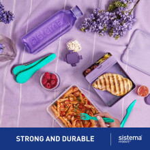 Sistema Square Water Bottles | 1L | Leakproof Kids Water Bottles | Ocean Blue & Minty Teal | 2 Count