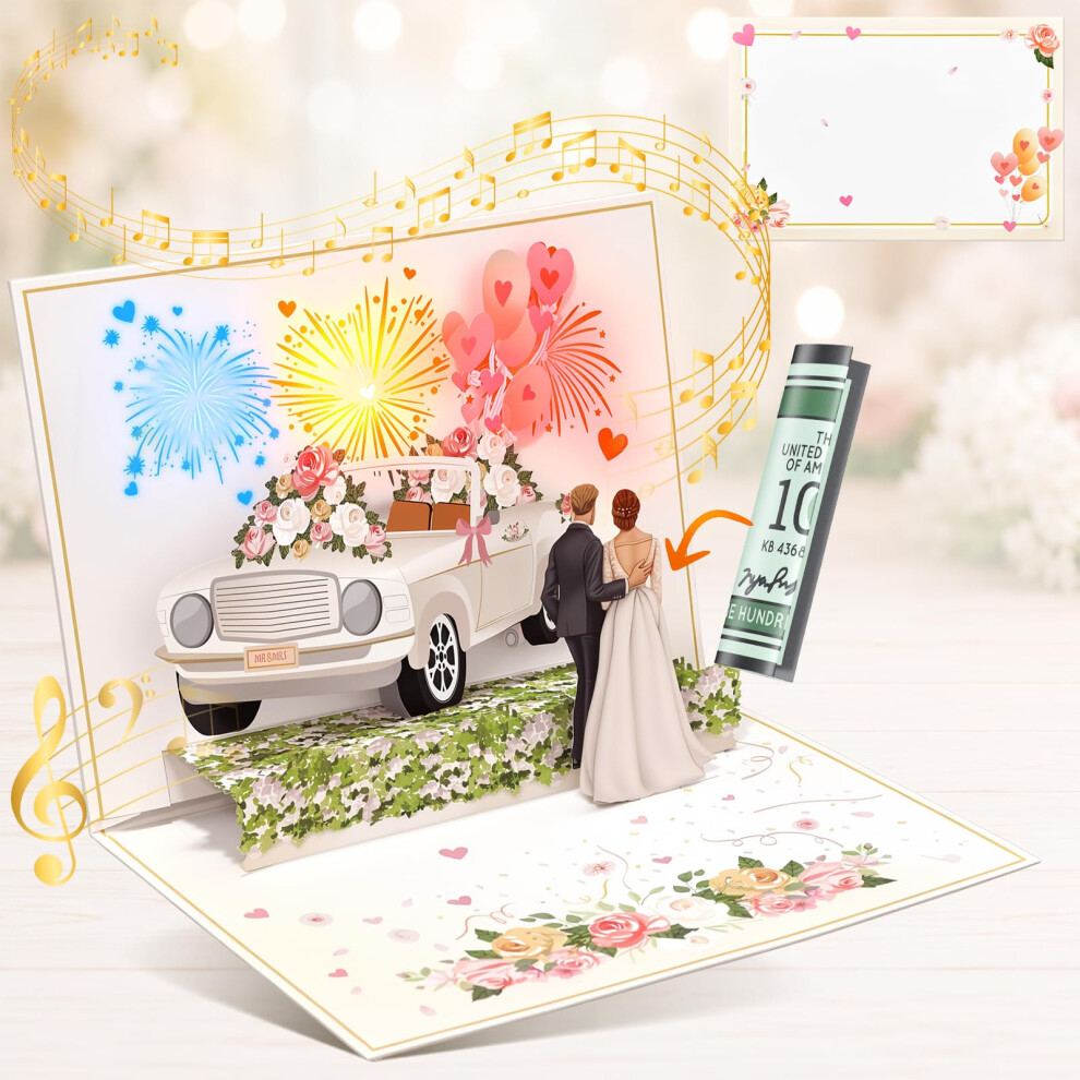 Photos - Other Office Equipment Wedding Card with Music and Light, Just Married Card for Bride and Groom, 3D Pop Up Wedding Congratulations Card for Daughte