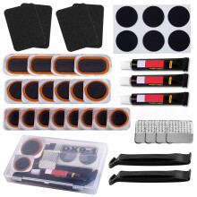 KOAREL Puncture Repair Kit, Puncture Repair Kit Bike Tyre with 18PCS Vulcanizing Patches,Glueless Patchs,Metal Rasp,Lever,Sandpaper for Cycling, Moto
