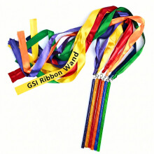 GSi Multicolor Sparkling Gymnastic Ribbon Wands [6 Pack] with 9 inch Stick and 1 Meter Ribbon for Gym, Training, Circus, Dance, Baton Twirling, Danci