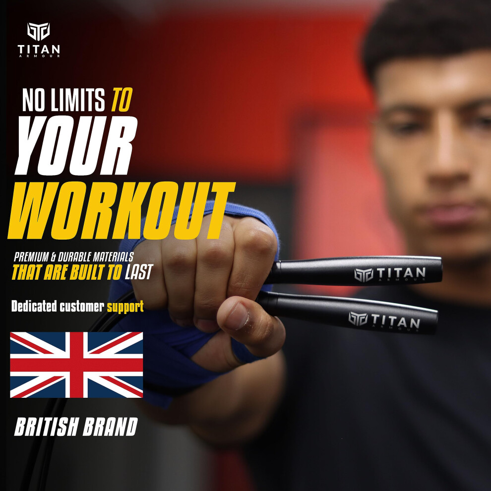 Photos - Jump Rope Titan Armour Self-Locking & Adjustable, Adult Speed Skipping Rope | 2 x Steel Ropes 2.5mm & 3mm Thickness & Travel Case | Pr