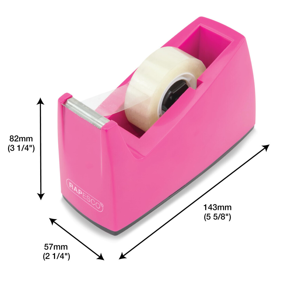 Photos - Other Office Equipment Rapesco 1621 Tape Dispenser 300 for Rolls with 1"  Core, Includes 4 Tape Rolls, Hot Pink (25 mm)