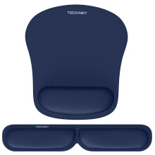 TECKNET Foldable Keyboard and Mouse Mat Set, Ergonomic Wrist Support with Comfortable Memory Foam, Non-Slip Mouse Pad for Work and Gaming