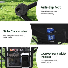 ALPHA CAMP Set of 2 Folding Camping Chairs with Cooler Bag & Cup Holder & Side Pocket Up to 120kg, Lightweight and Portable Camping Chair for Adults,