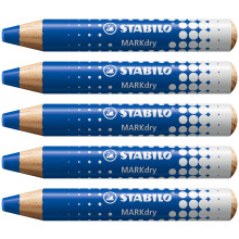 STABILO MARKdry - Whiteboard and Flipchart Marker Pencil - Pack of 5 - Blue