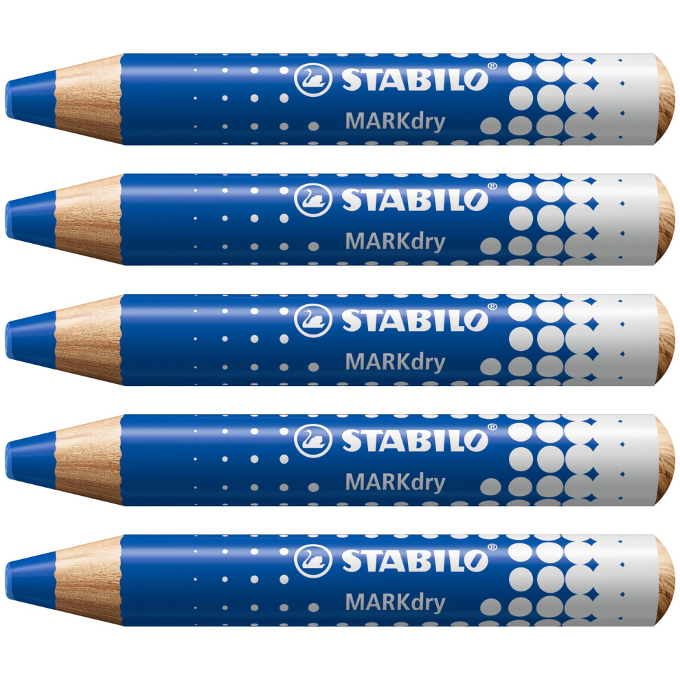 Photos - Felt Tip Pen STABILO MARKdry - Whiteboard and Flipchart Marker Pencil - Pack of 5 - Blue 