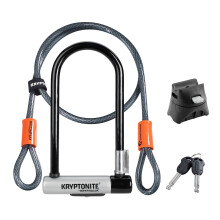 Kryptonite Kryptolok Standard Bike U-Lock with Cable, Heavy Duty Anti-Theft Bicycle U Lock, 12.7mm Shackle and 10mm x 4ft Length Security Cable with