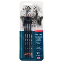 Derwent Graphic Medium Graphite Drawing Pencils, Set of 4, Professional Quality, 39004