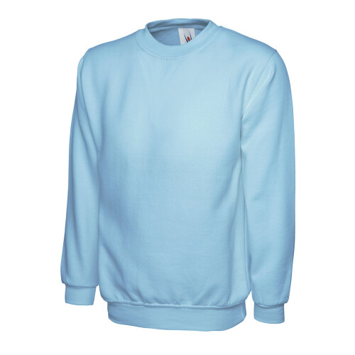 Uneek 300g Plain Classic Crewneck Sweatshirt -Sky Blue - Large