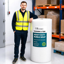 UR CHOICE Bubble Wrap Roll 1000mm x 75m | Large 1 Metre Wide Small Bubble Packaging Wrap | Thick Recyclable Polythene | Fragile Item Protection for M
