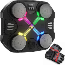 Esnowlee Music Boxing Machine for Kids, Wall-Mounted Bluetooth Punch Pad with Gloves,Sport Toy Gifts for 3 4 5 6 7 8 9 10 11 12 Year Old (Black)