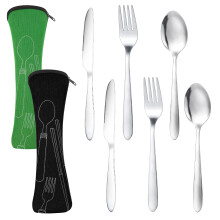 Dacitiery 2 Set Camping Cutlery, Stainless Steel Cutlery Set with Bag, 6-piece Camping Set with Bag for Outdoor Travel Picnic Office School Lunch Box