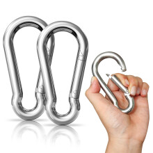 LISOPO Super Large Carabiner Hooks Stainless Steel 10 x 100 mm with Snap Fastener Durable Carabiner Hook Premium Quality Steel for All Lifting Straps