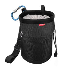 MoKo Chalk Bag, Drawstring & Zippered, Black, Nylon, 15cm x 17cm x 6.86cm, 2 Compartments, 1 Pocket, Bouldering, Climbing, Gymnastics, Crossfit