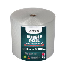 LUXTROUS Bubble Wrap for Moving House (500mm x 100m) Quality Premium Bubble Wrap Roll, Office and Industrial Use Lightweight, Durable, and UK Manufac
