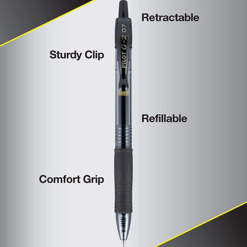 Pilot Pilot G2 Premium Refillable & Retractable Rolling Ball Gel Pens, Fine Point, Bla 2