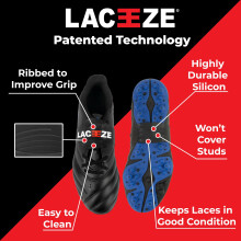 LACEEZE Original Bands – As Seen on Dragons' Den – Ribbed Technology – Secure Laces, Prevents Unraveling, Fits Shoe Size UK C13 – UK 6.5, Blac