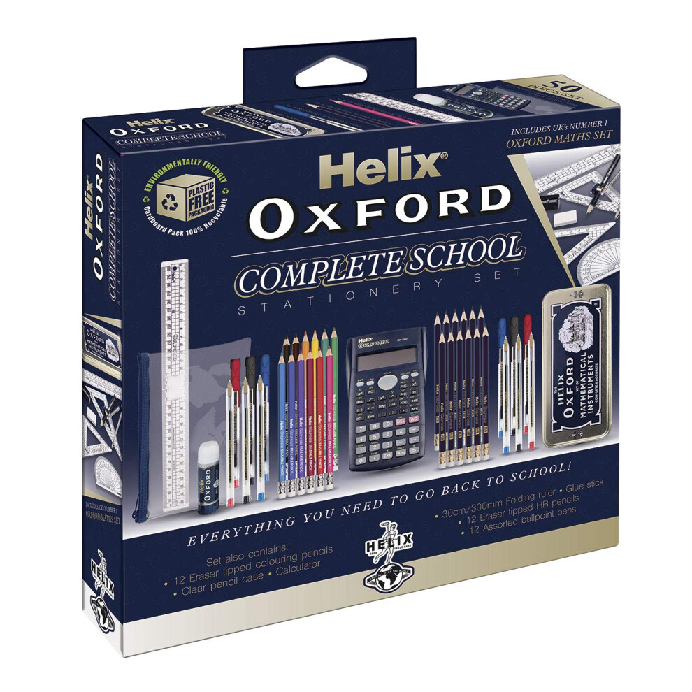 Photos - Pen Helix Oxford Complete Back to School Stationery Set - Comprehensive  Oxford school supplies set including Maths Set, Pe 