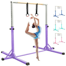 FBSPORT kids Gymnastics Bar Horizontal Bar with Gymnastic Rings,13 Height Adjustable Junior Training gym Bar Gymnastics Training Equipment for Indoor