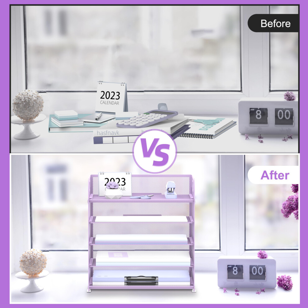 Photos - Other Furniture SUPTIDY 5 Trays Paper Organiser Letter Tray with Handle-Mesh Desk File Organiser, A4 Paper Sorter Desk Organiser for Office,