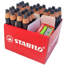 STABILO MARKdry - Whiteboard and Flipchart Marker Pencil - Classpack of 30 - Black with 2 Sharpeners