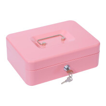 Cash Box with Key, Money Tin Box with Tray, Lockable Money Saving Box for Home, Office and Events, 25 * 18 * 9cm