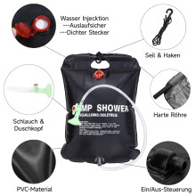 ECtury 20L Camping Shower, 5 Gallons/20L Portable Shower, Solar Shower for Camping, Camping Accessories for Hiking Climbing, Summer Camping Essential