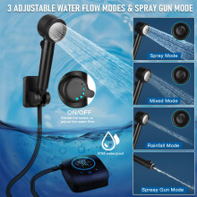 Spopal Portable Shower for Camping, 8000mAh Rechargeable Camping Shower Pump with Intelligent LED Display, 4 Spray Modes, IPX8 Waterproof Outdoor Sho