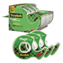 Scotch Magic Tape, Promo Pack, 2 Rolls on Handheld Dispenser + 1 FREE, 19 mm x 7.5 m - General Purpose Sticky Tape for Document Repair, Labelling & S