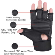 SAWANS Punch Bag Boxing Gloves Karate Mitts MMA Body Combat Taekwondo Training Martial Art Fighting Grappling Muay Thai (Black, Medium)