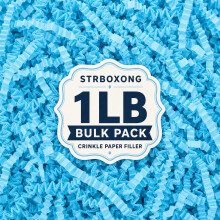 STRBOXONG 1LB (455g) Blue Shredded Tissue Paper for Packing Gift Boxes - Premium Crinkle Cut Gift Box Filling Shredded Paper, Plastic-Free Recyclable