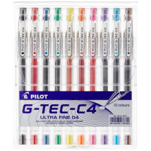 Pilot G - Tec C4 Gel Microtip Rollerball 0.4 mm - Assorted, Pack of 10