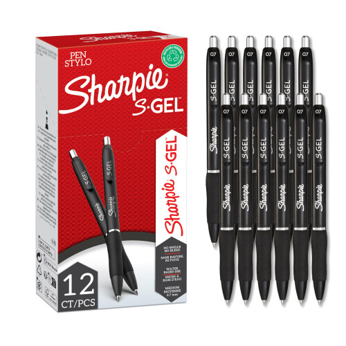 Sharpie Sharpie S-Gel | Gel Pens | Medium Point (0.7mm) | Black Ink | 12 Count