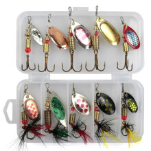 huaaiji 10Pcs Spinner Bait Set Multi Colored Fishing Spinners Lures Baits Pike Fishing Lures with Box for Trout Salmon Bass Fishing Set