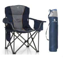 LET'S CAMP Folding Camping Chair Oversized Heavy Duty Padded Outdoor Chair with Cup Holder Storage and Cooler Bag, Support 200 KG with Thicken 600D O