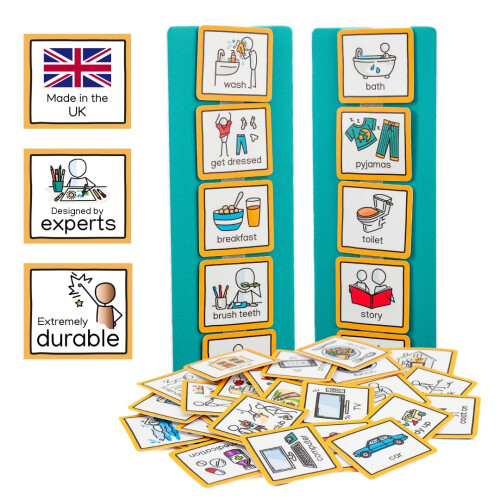 Visual Timetable Children's Routine Chart with 35 communication cards to support transition for autism, adhd, down's syndrome, speech and language de