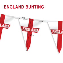England Bunting Flag 20 Metres - 48 Large Flags, 20cm x 21cm Per Triangular Plastic Flag, Reusable, Waterproof, Pre-Strung, Euro Football St George's