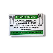 Medical Awareness Information Card (Avoident Restrictive Food Intake Disorder, A.R.F.I.D, Green)