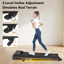 CITYSPORTS 10% Incline Walking Pad,Under Desk Treadmill With 3-Level Incline Adjustment,1-6KM/H Walking Treadmill With Remote Control,LED Display,No