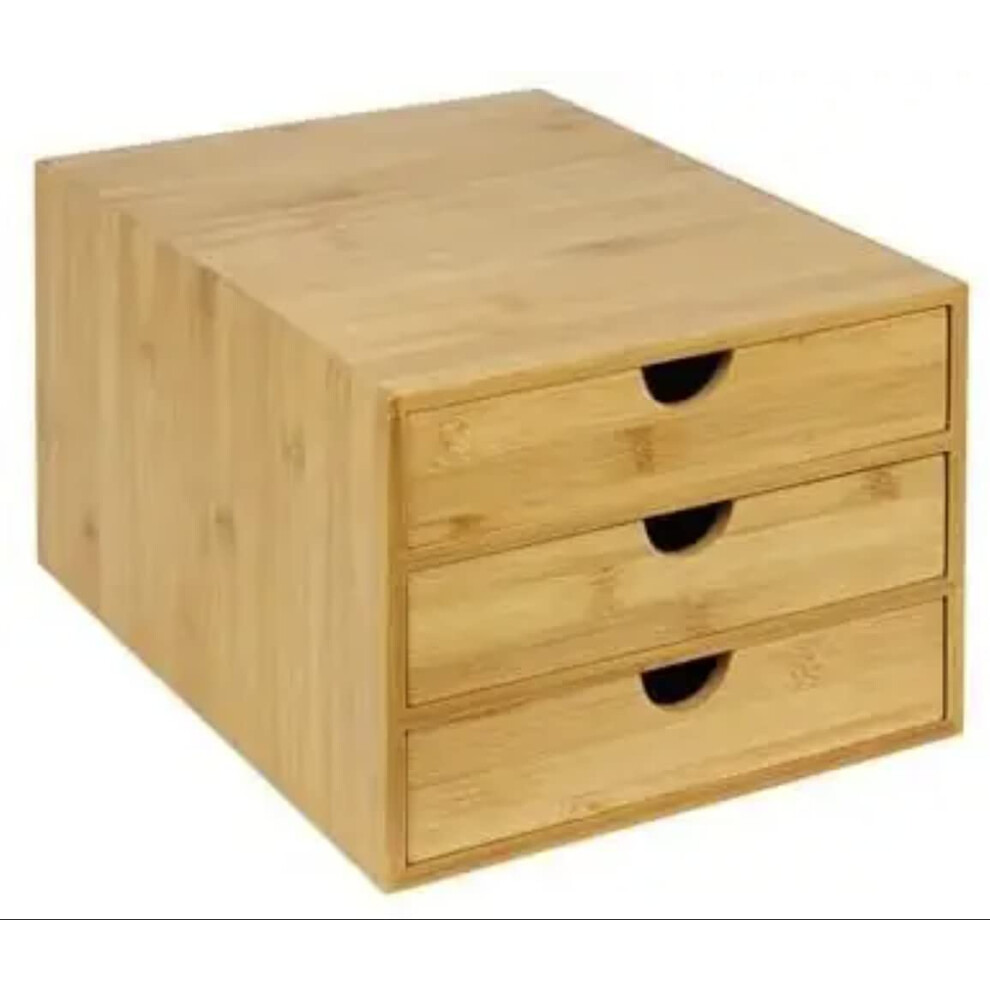 Photos - Other Furniture BUILT HYGRAD  TO SURVIVE Drawer Bamboo Home Office Desktop Tidy A4 Sturdy Stationary Storage Organiser 3 Tier Wood Home Offic 