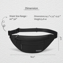 MAXTOP Black Bumbag Waist Fanny Pack for Men Women Bum Bag with 4-Zipper Pockets Travel Essentials for Outdoors Workout Hiking Running Cycling