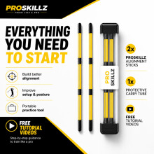 PROSKILLZ UK PRO Golf Alignment Sticks – 2-Pack Collapsible Golf Training Aid for Swing Path, Ball Position, Stance & Posture – 46" Practice Rods