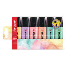 STABILO BOSS ORIGINAL Pastel - Highlighter - Pack of 6 - Milky Yellow, Creamy Peach, Pink Blush, Lilac Haze, Hint of Mint, Touch of Turquoise