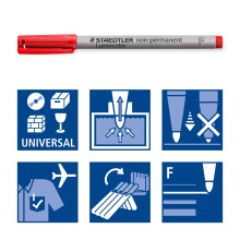 STAEDTLER Non-Permanent Marker Pens - Lumocolor - Fine Tip - 0.6mm Line Width - Pack of 4, 316 WP4
